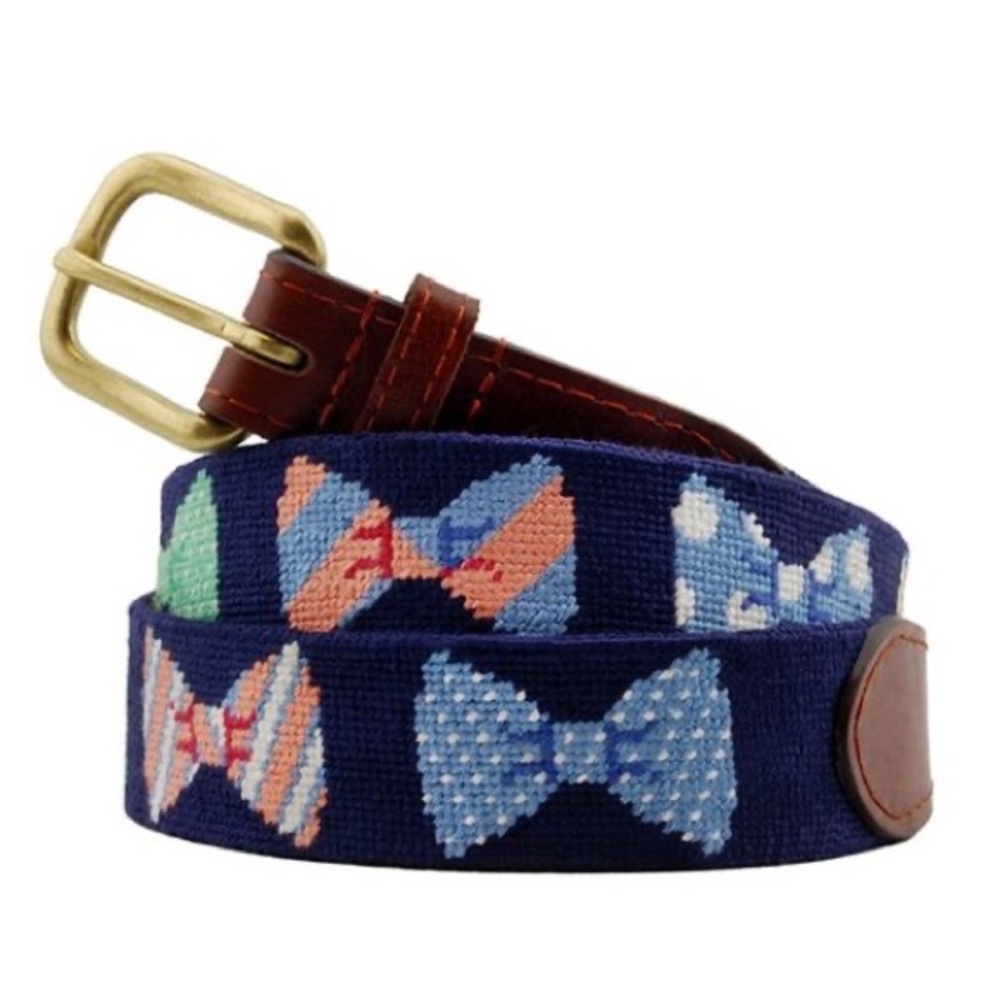 NWT SMATHERS & BRANSON NEEDLEPOINT BOW TIE BELT 38